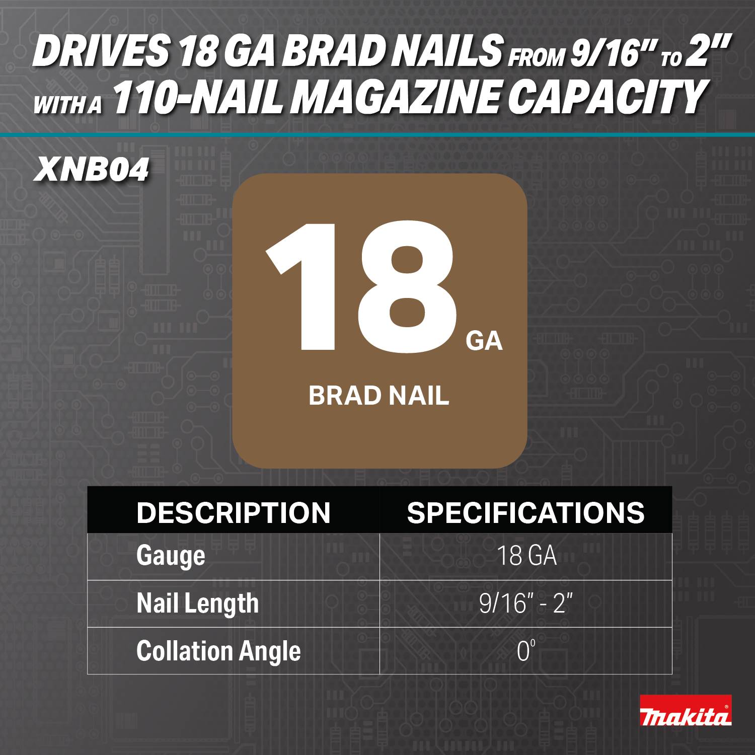 Makita XNB04Z 18V LXT Brushless Cordless 2-in. 18-Gauge Brad Nailer, Tool Only