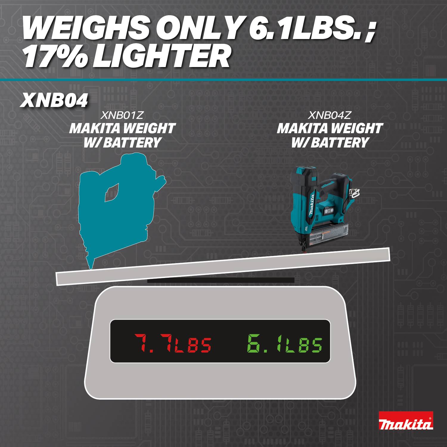 Makita XNB04Z 18V LXT Brushless Cordless 2-in. 18-Gauge Brad Nailer, Tool Only
