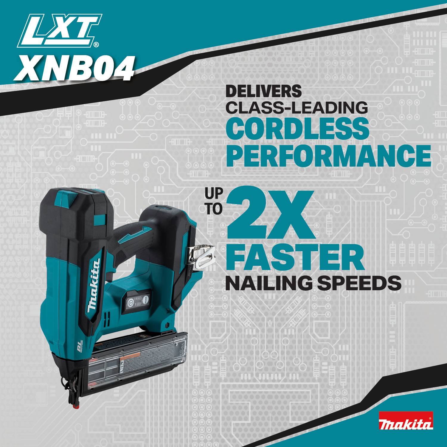 Makita XNB04Z 18V LXT Brushless Cordless 2-in. 18-Gauge Brad Nailer, Tool Only