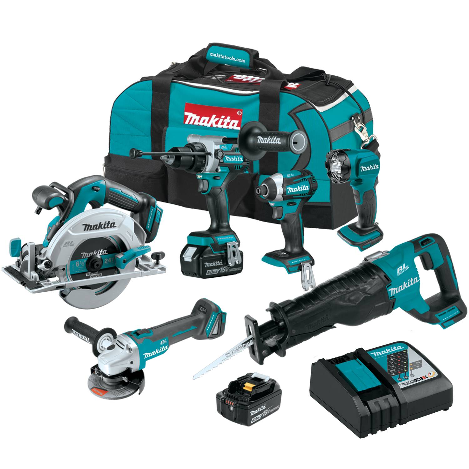 Makita XT616T 18V LXT Brushless 6-Piece Combo 5.0Ah Kit