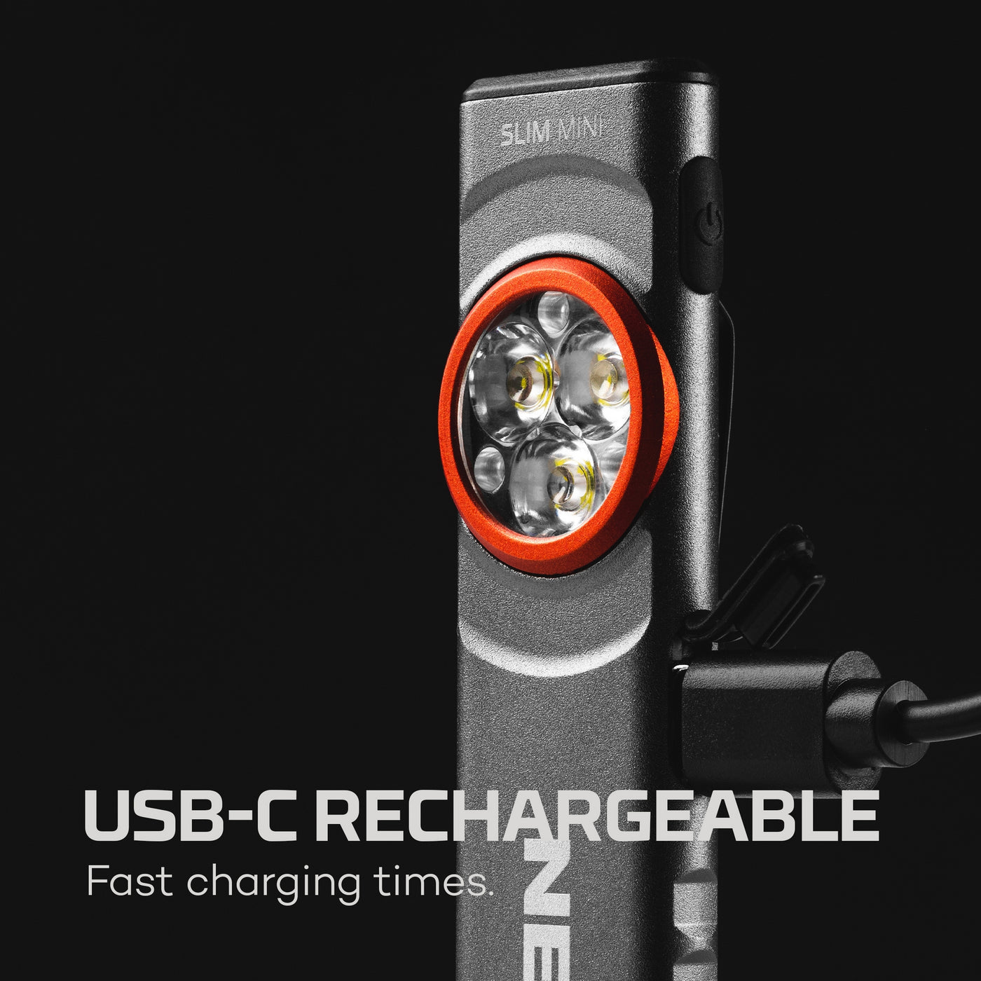 NEBO SLIM Mini flashlight USB-C charging port close-up