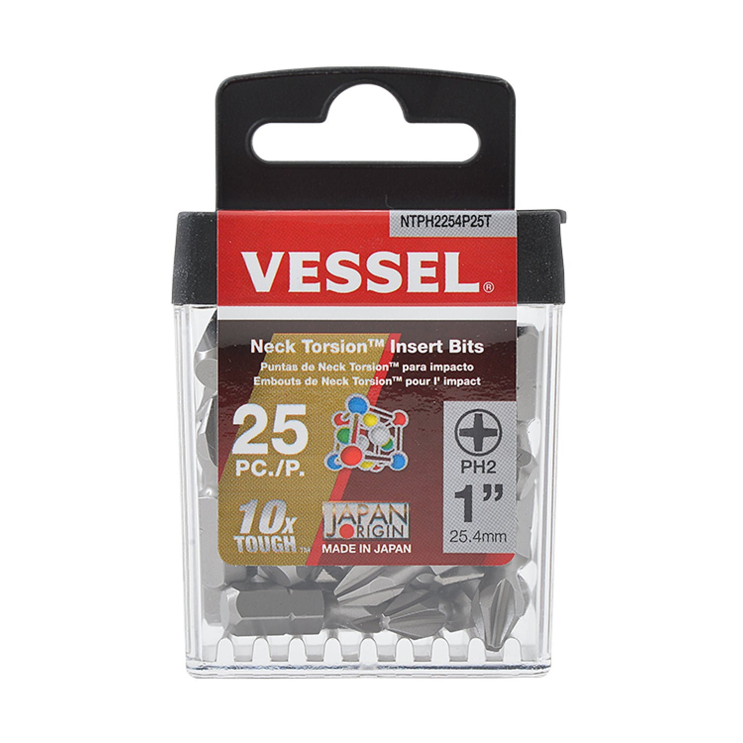Vessel NTPH2254P25T Neck Torsion Phillips #2 insert bit close-up