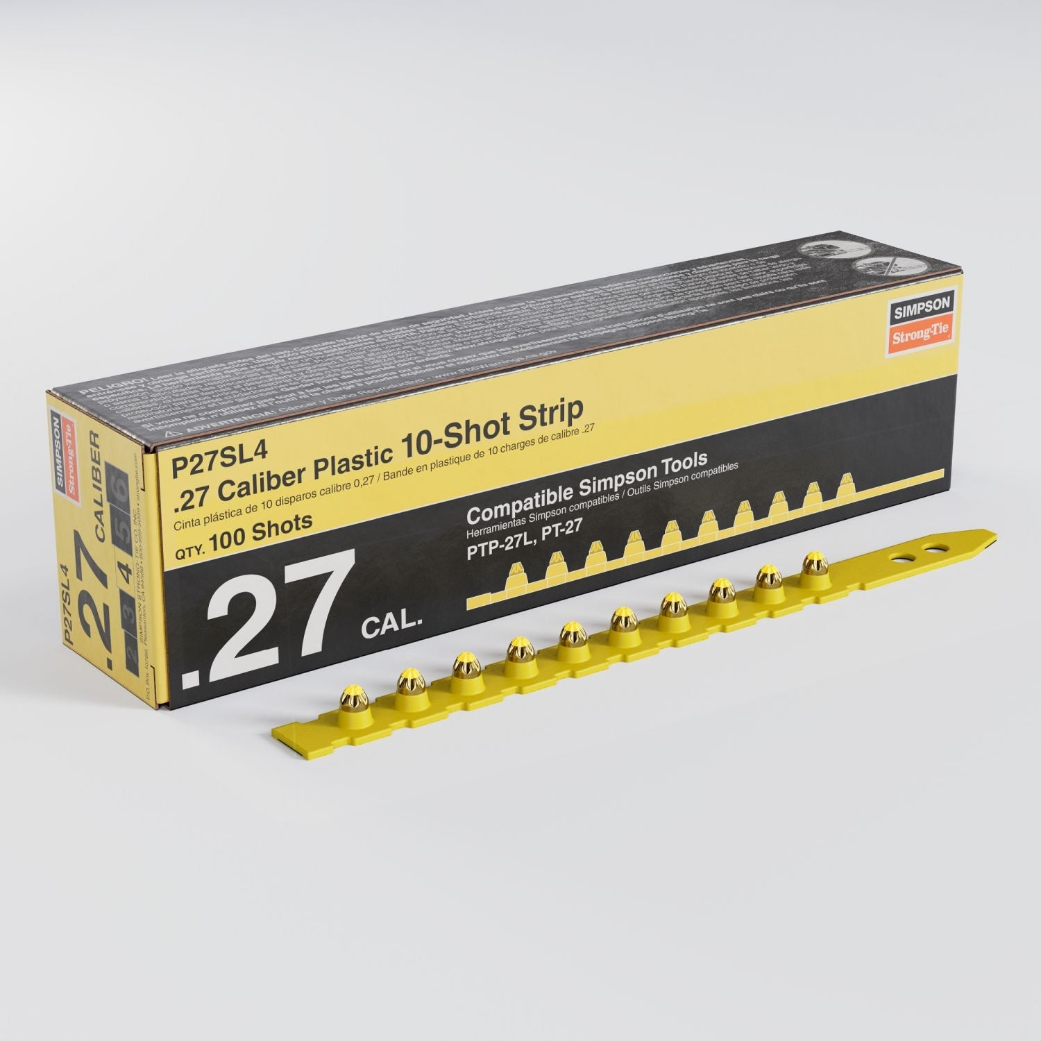 Simpson Strong-Tie P27SL4 P27SL 0.27-Caliber Plastic, 10-Shot Strip Loads, Yellow, 100-Pack