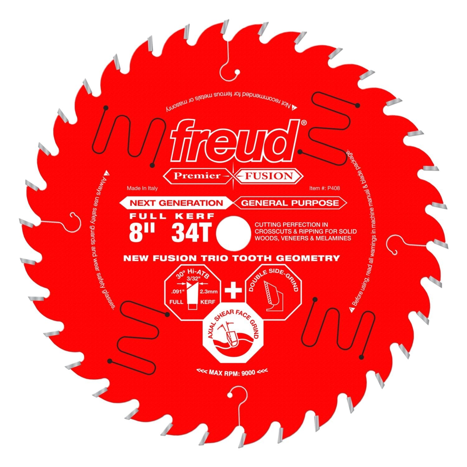 Freud P408 8 in. 34-Tooth Premier Fusion General Purpose Blade