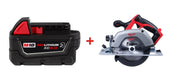 Milwaukee 2630-20 M18 Cordless 6-1/2" Circular Saw with Milwaukee 48-11-1850R M18 REDLITHIUM XC5.0 Oil & Solvent Resistant Battery