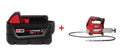 Milwaukee 2646-20 M18 Cordless 2-Speed Grease Gun with Milwaukee 48-11-1850R M18 REDLITHIUM XC5.0 Oil & Solvent Resistant Battery