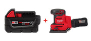 Milwaukee 2649-20 M18 1/4-Sheet Orbital Sander with Milwaukee 48-11-1850R M18 REDLITHIUM XC5.0 Oil & Solvent Resistant Battery