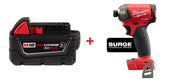 Milwaukee 2760-20 M18 FUEL SURGE 1/4" Hex Hydraulic Driver with Milwaukee 48-11-1850R M18 REDLITHIUM XC5.0 Oil & Solvent Resistant Battery