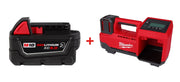 Milwaukee 2848-20 M18 Compact Tire Inflator with Milwaukee 48-11-1850R M18 REDLITHIUM XC5.0 Oil & Solvent Resistant Battery