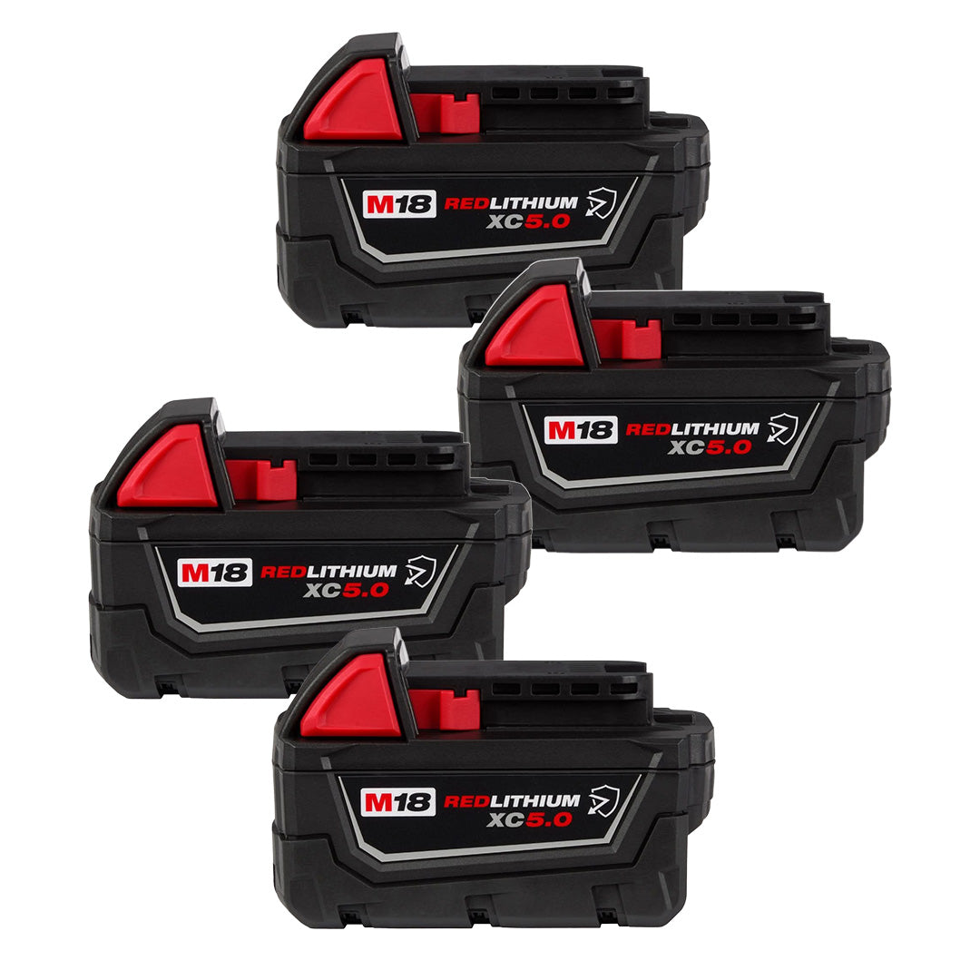 Milwaukee 48-11-1850R M18 REDLITHIUM XC5.0 Oil & Solvent Resistant Battery, 4-Pack