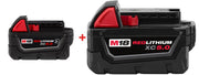 Milwaukee 48-11-1850R M18 REDLITHIUM XC5.0 Oil & Solvent Resistant Battery and Milwaukee 48-11-1850 M18 REDLITHIUM XC 5.0 Extended Capacity Battery Pack — 2 Battery Bundle