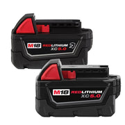 Milwaukee 48-11-1850R M18 REDLITHIUM XC5.0 Oil & Solvent Resistant Battery and 48-11-1850 M18 REDLITHIUM XC 5.0 Extended Capacity Battery