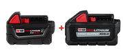 Milwaukee 48-11-1850R M18 REDLITHIUM XC5.0 Oil & Solvent Resistant Battery and Milwaukee M18 REDLITHIUM HIGH OUTPUT XC 6.0Ah Battery Pack — 2 Battery Bundle