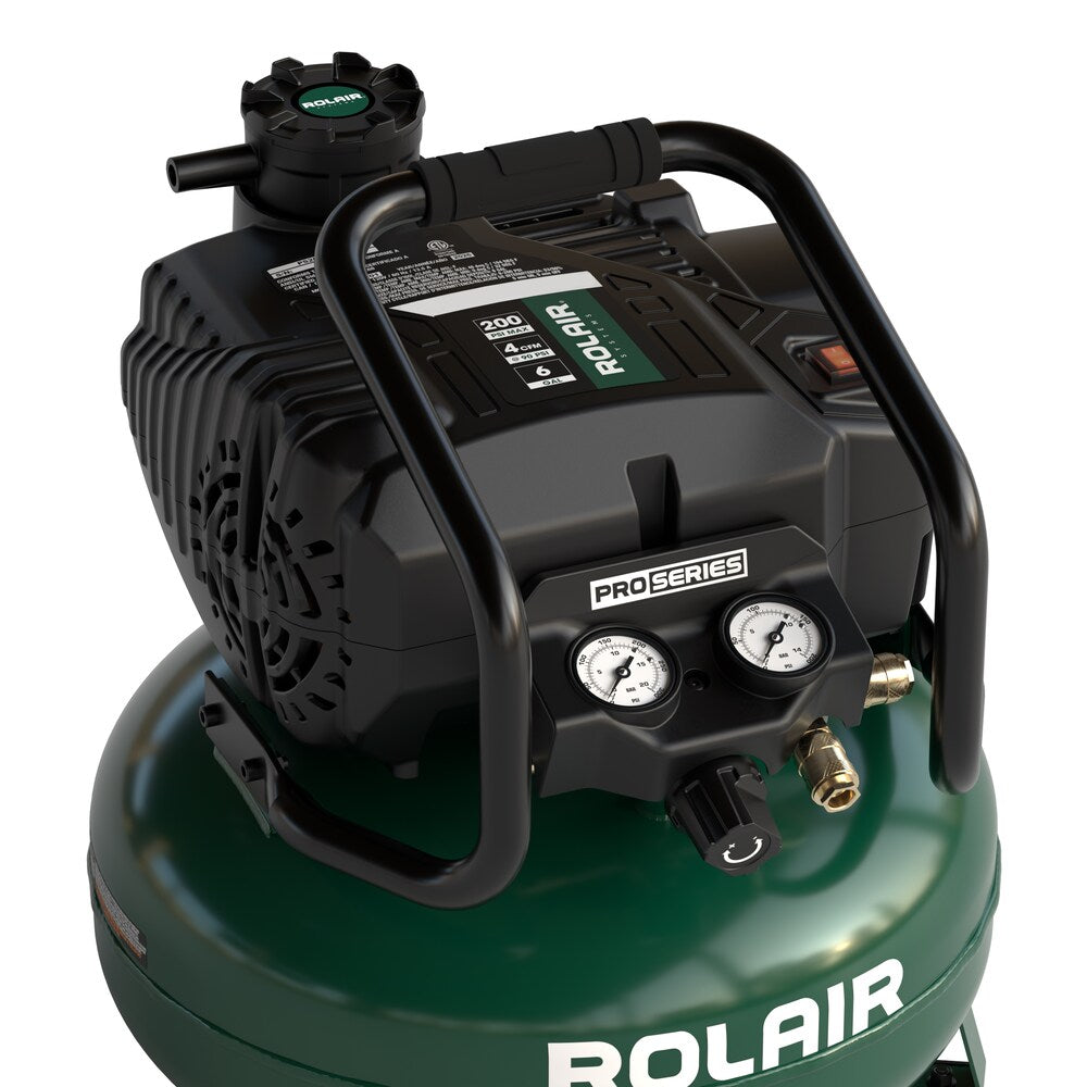 Rolair PRO Series 6-Gallon 200-PSI 4.0-SCFM Oil-Free Portable Pancake Air Compressor (PS200PC)