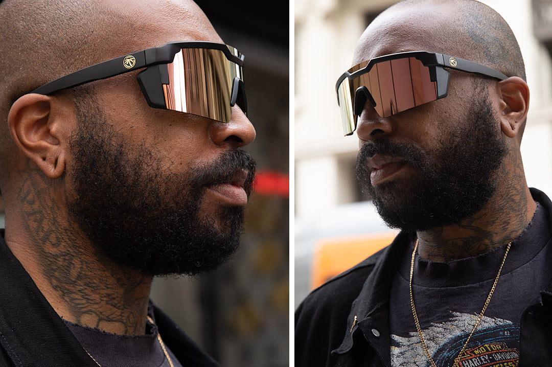 Heat Wave Future Tech Black Frame Rose Gold Z87+ Sunglasses