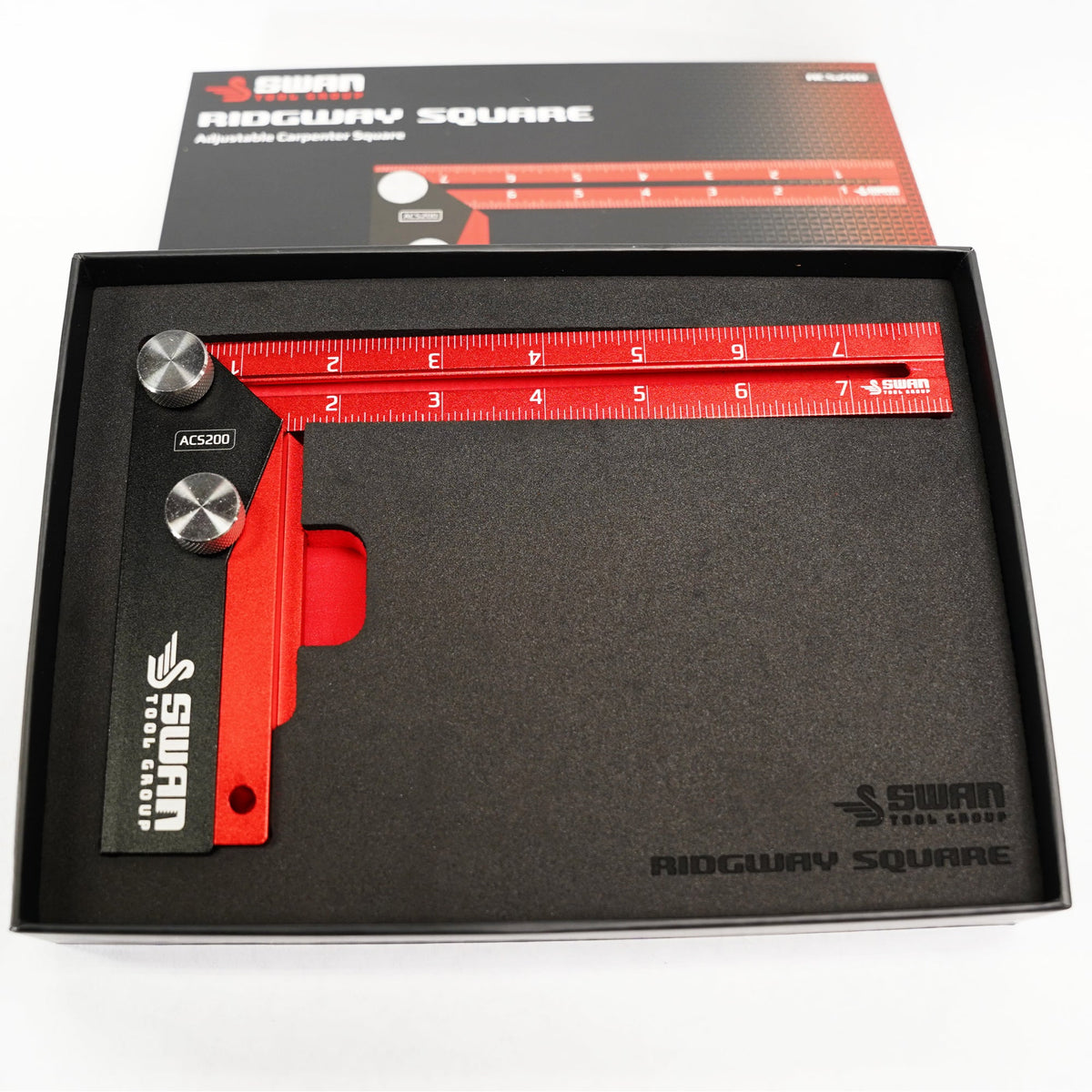 Swan Ridgway Adjustable Carpenter Square — retail box shot