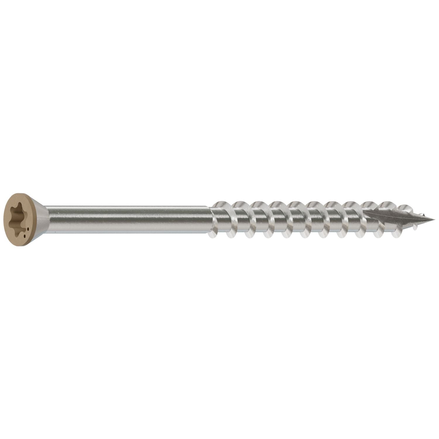 Simpson Strong-Tie S07225FTBTN Trim-Head Screw, 6-Lobe Drive,  #7 x 2-1/4-in. T15 Type 305, Tan, 1750-Pack
