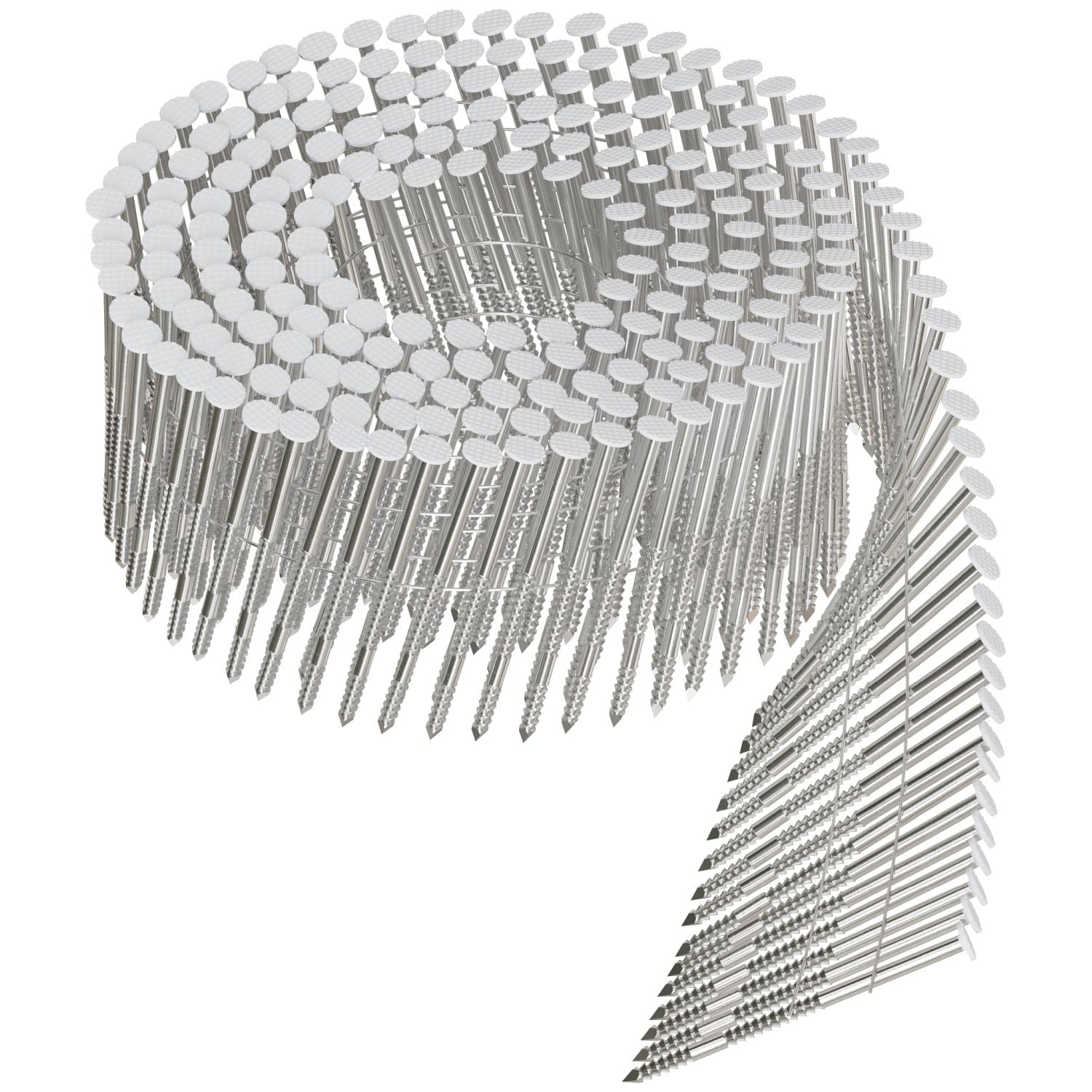 Simpson Strong-Tie S13A200CWH 15° Wire Coil, Painted Full Round Head, Ring-Shank Nail,  2-in. x .092-in. Type 304, White, 3600-Pack