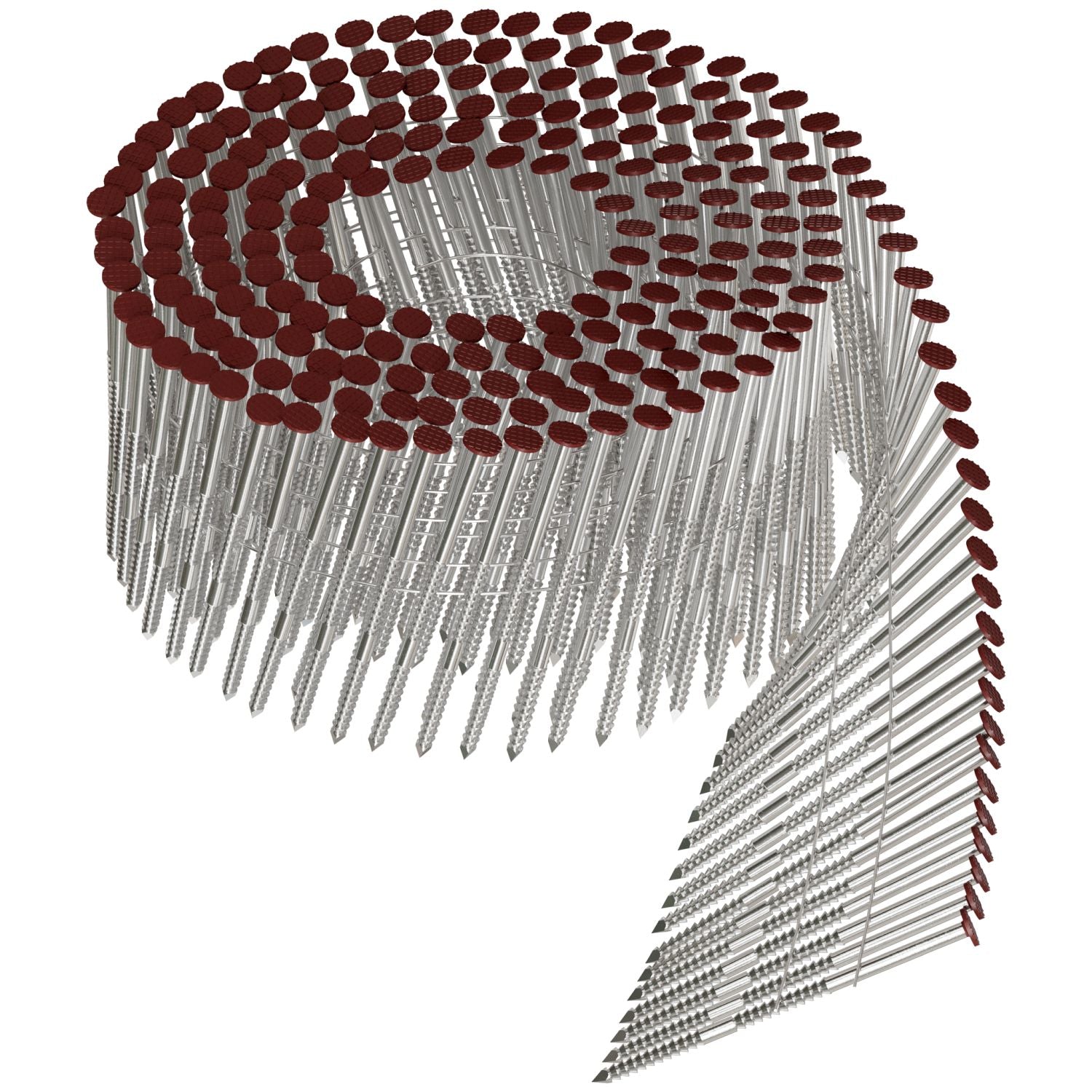 Simpson Strong-Tie S13A225CCR 15° Wire Coil, Painted Full Round Head, Ring-Shank Nail,  2-1/4-in. x .092-in. Type 304, Redwood, 3600-Pack