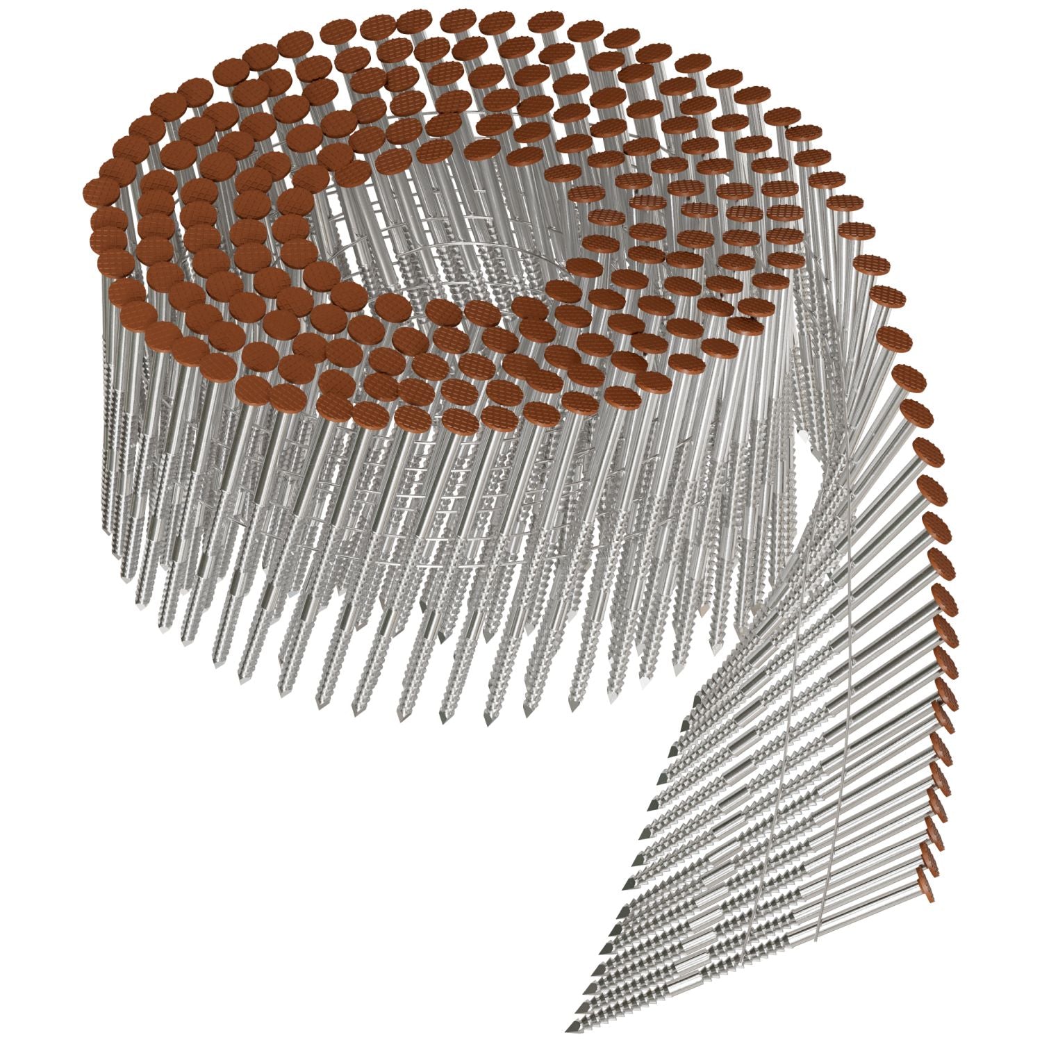 Simpson Strong-Tie S13A225CCS 15° Wire Coil, Painted Full Round Head, Ring-Shank Nail,  2-1/4-in. x .092-in. Type 304, Sienna, 3600-Pack