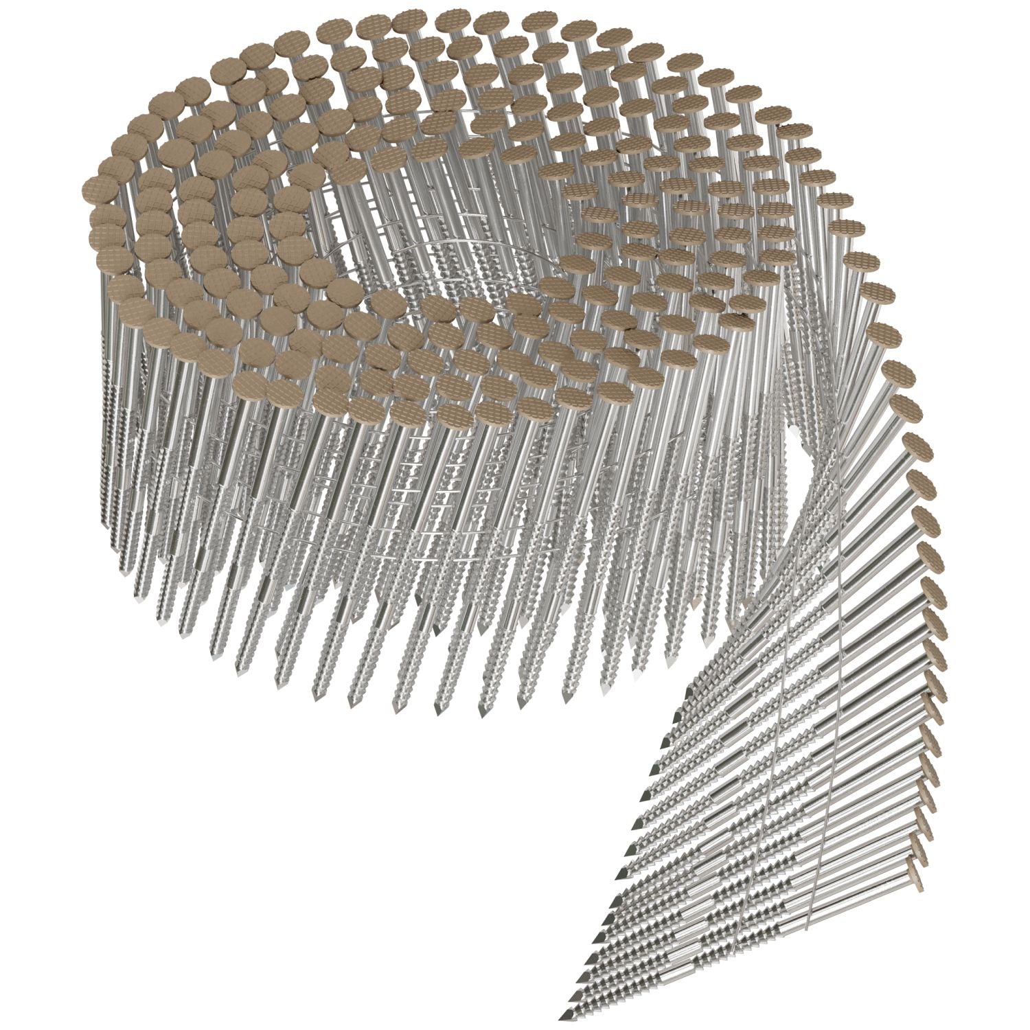 Simpson Strong-Tie S13A225CCT 15° Wire Coil, Painted Full Round Head, Ring-Shank Nail,  2-1/4-in. x .092-in. Type 304, Tan, 3600-Pack