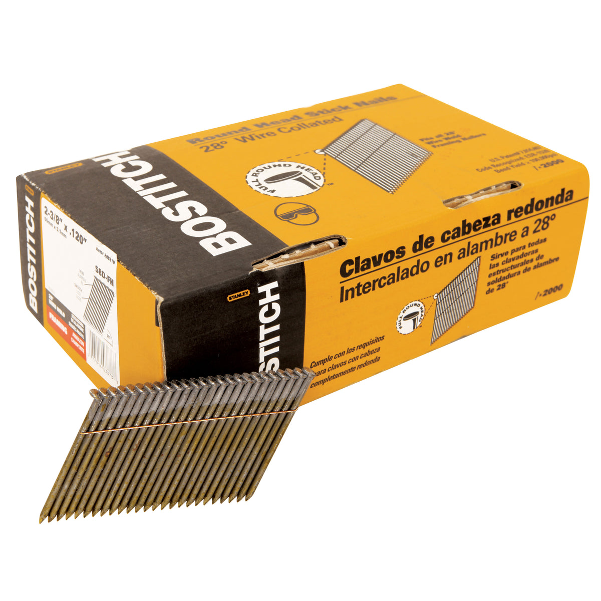 BOSTITCH S8D-FH 2-3/8-in. x .113-in. 28-Degree Wire-Collated Full Roun ...