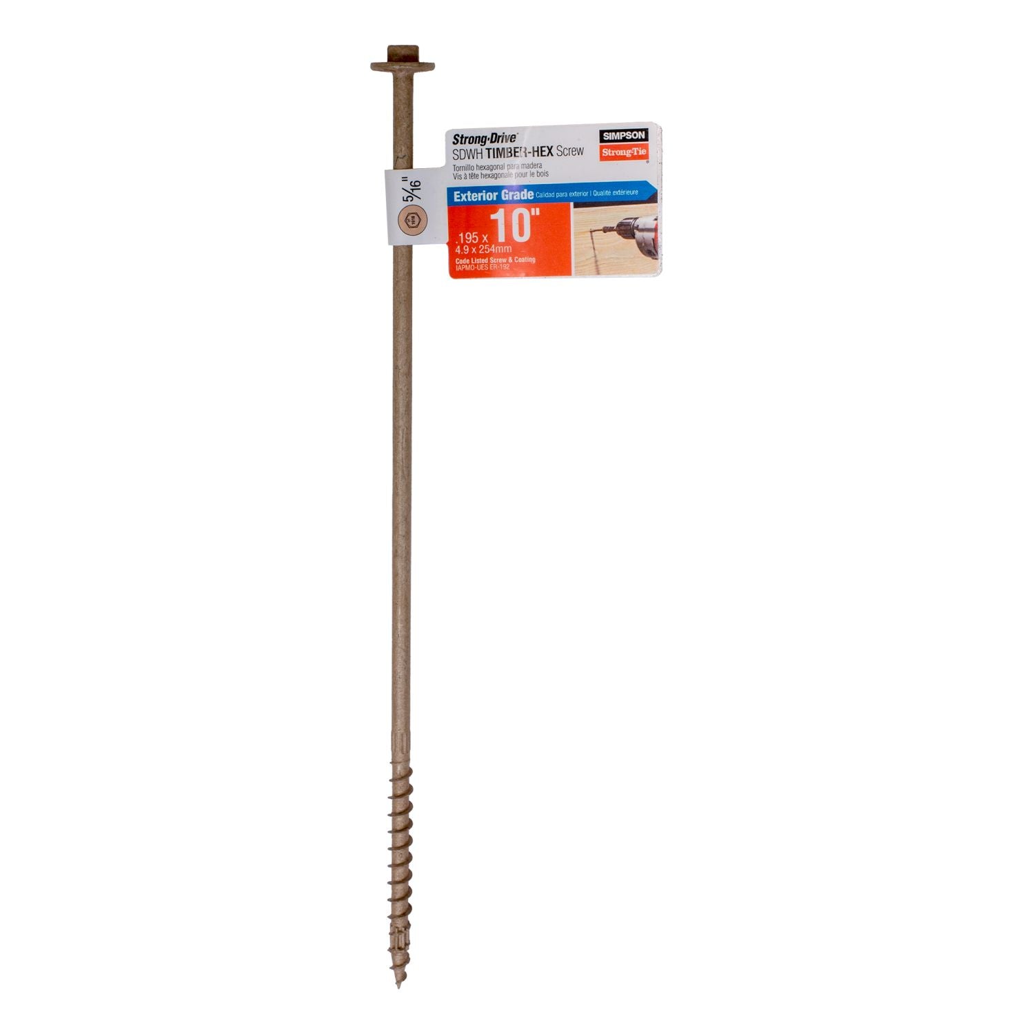 Simpson Strong-Tie SDWH191000DB-RP1 Strong-Drive SDWH TIMBER-HEX Screw,  0.195-in. x 10-in. 5/16 Hex, DB Coating