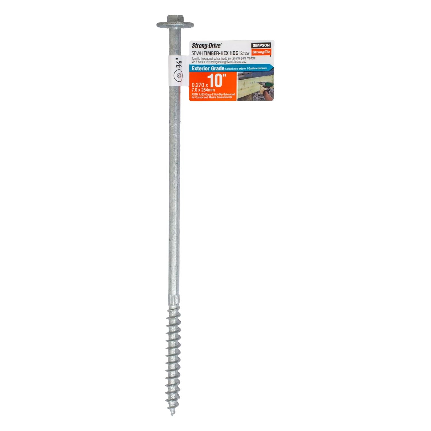 Simpson Strong-Tie SDWH271000G-RP1 Strong-Drive SDWH TIMBER-HEX HDG Screw,  0.276-in. x 10-in. 3/8 Hex