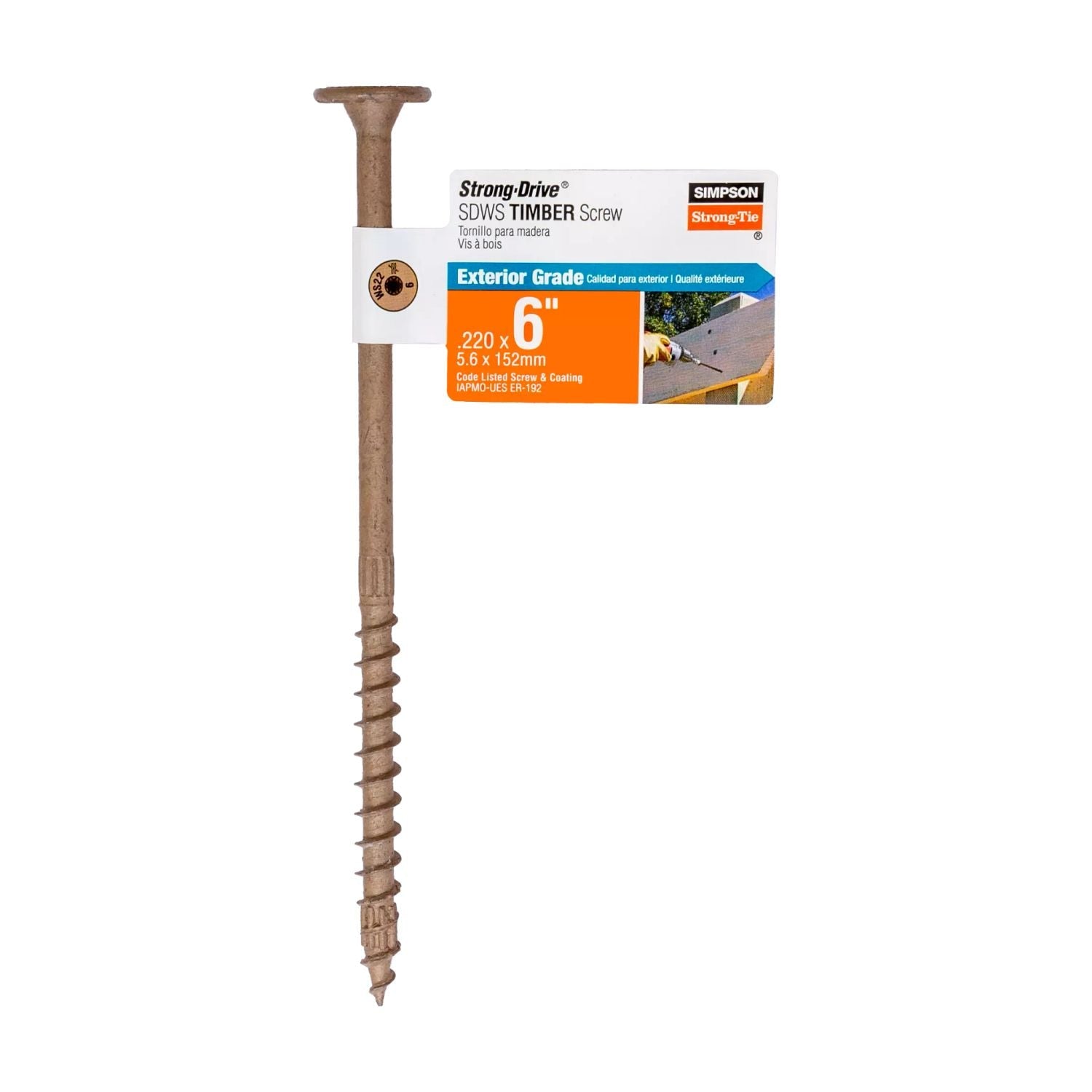 Simpson Strong-Tie SDWS22600DB-RP1 Strong-Drive SDWS TIMBER Screw (Exterior Grade),  0.220-in. x 6-in. T40, Tan