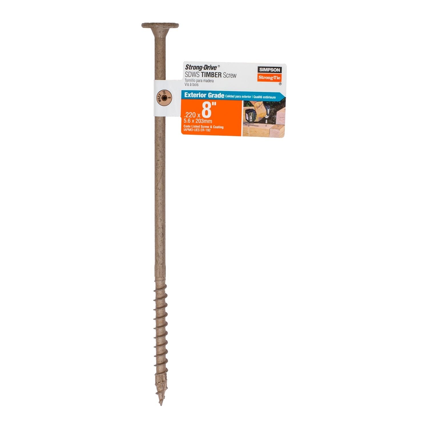Simpson Strong-Tie SDWS22800DB-RP1 Strong-Drive SDWS TIMBER Screw (Exterior Grade),  0.220-in. x 8-in. T40, Tan