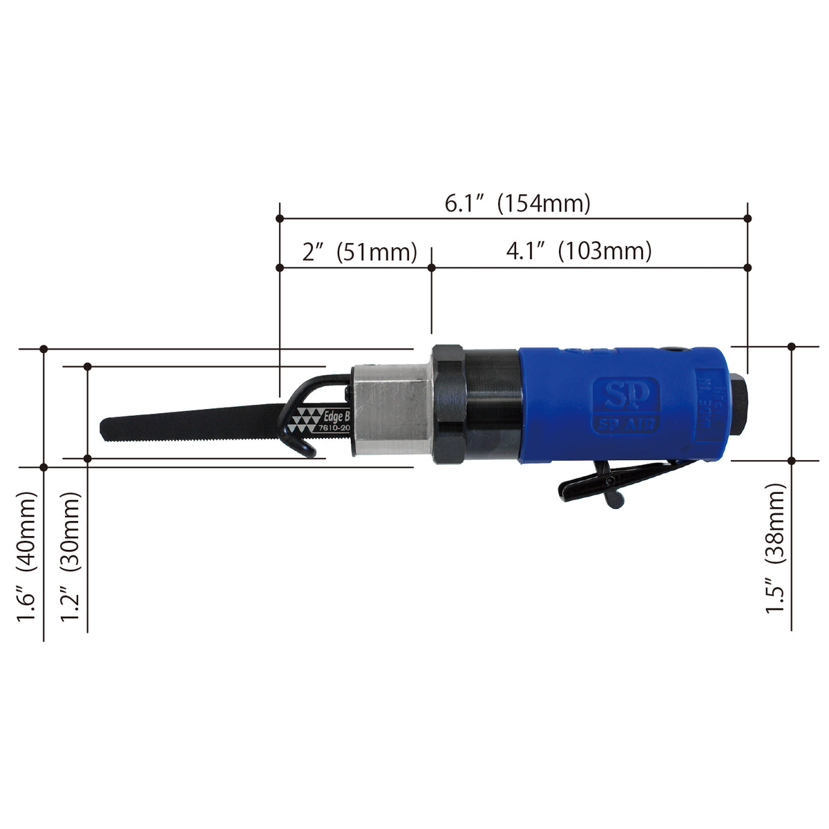 SP Air SP-7620 Short Recipro Saw straight-on product photo