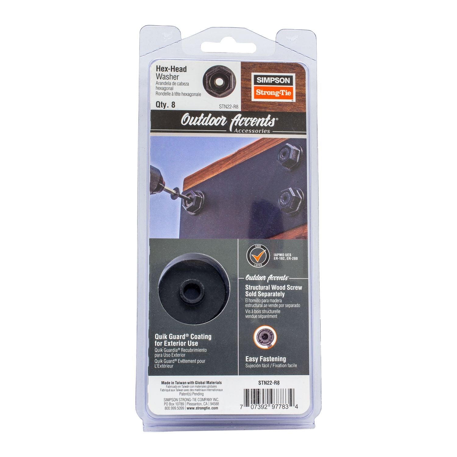 Simpson Strong-Tie Outdoor Accents Black Hex-Head Washer, 8-Pack (STN22-R8)