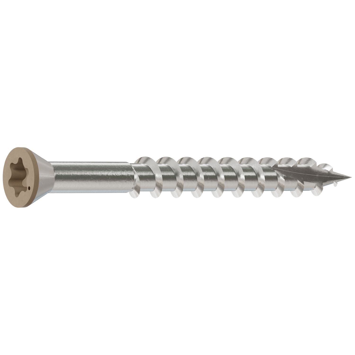 Simpson Strong-Tie T07162FT70TN02 Trim-Head Screw, 6-Lobe Drive,  #7 x 1-5/8-in. T-15 Type 316, Tan 02, 70-Pack