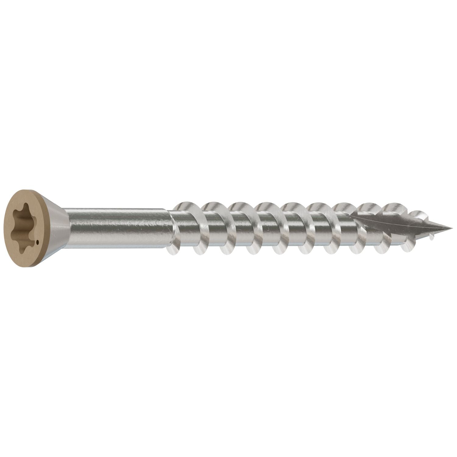 Simpson Strong-Tie T07162FT70TN Trim-Head Screw, 6-Lobe Drive,  #7 x 1-5/8-in. T-15 Type 316, Tan, 70-Pack