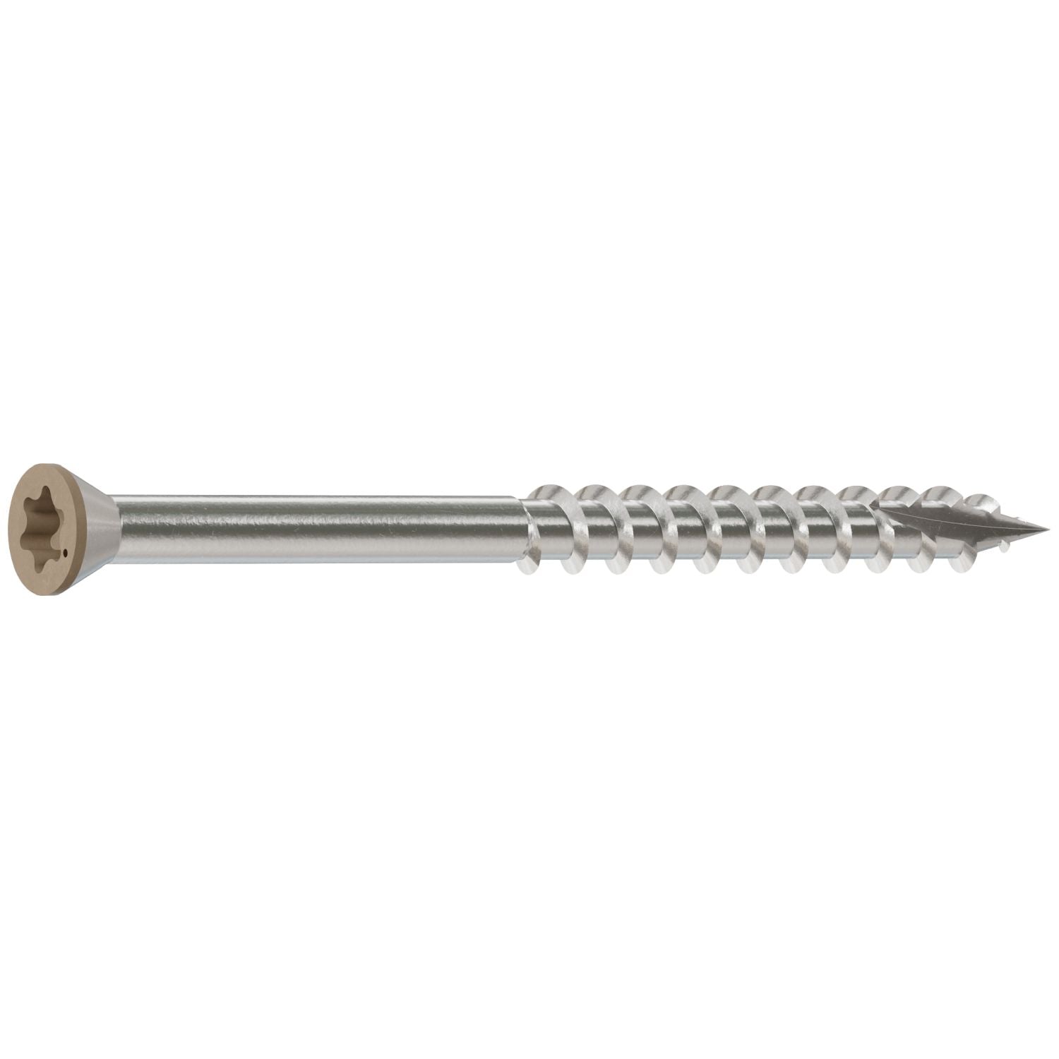 Simpson Strong-Tie T07225FT70TN02 Trim-Head Screw, 6-Lobe Drive,  #7 x 2-1/4-in. T-15 Type 316, Tan 02, 70-Pack