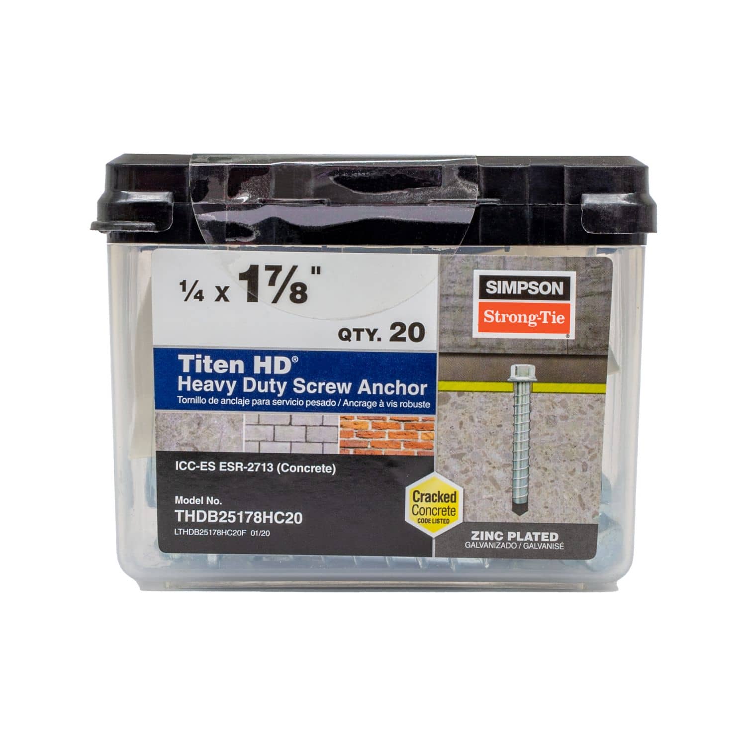 Simpson Strong-Tie THDB25178HC20 Titen HD 1/4-in. x 1-7/8-in. Heavy-Duty Screw Anchor, 20-Pack