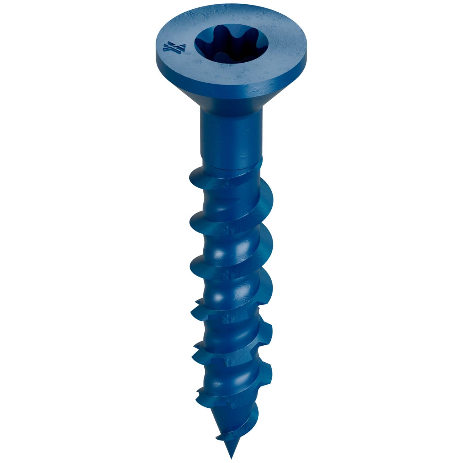 Simpson Strong-Tie TNT18114TFC8 Titen Turbo,  3/16-in. x 1-1/4-in. 6-Lobe Flat-Head Concrete and Masonry Screw, Blue, 8-Pack