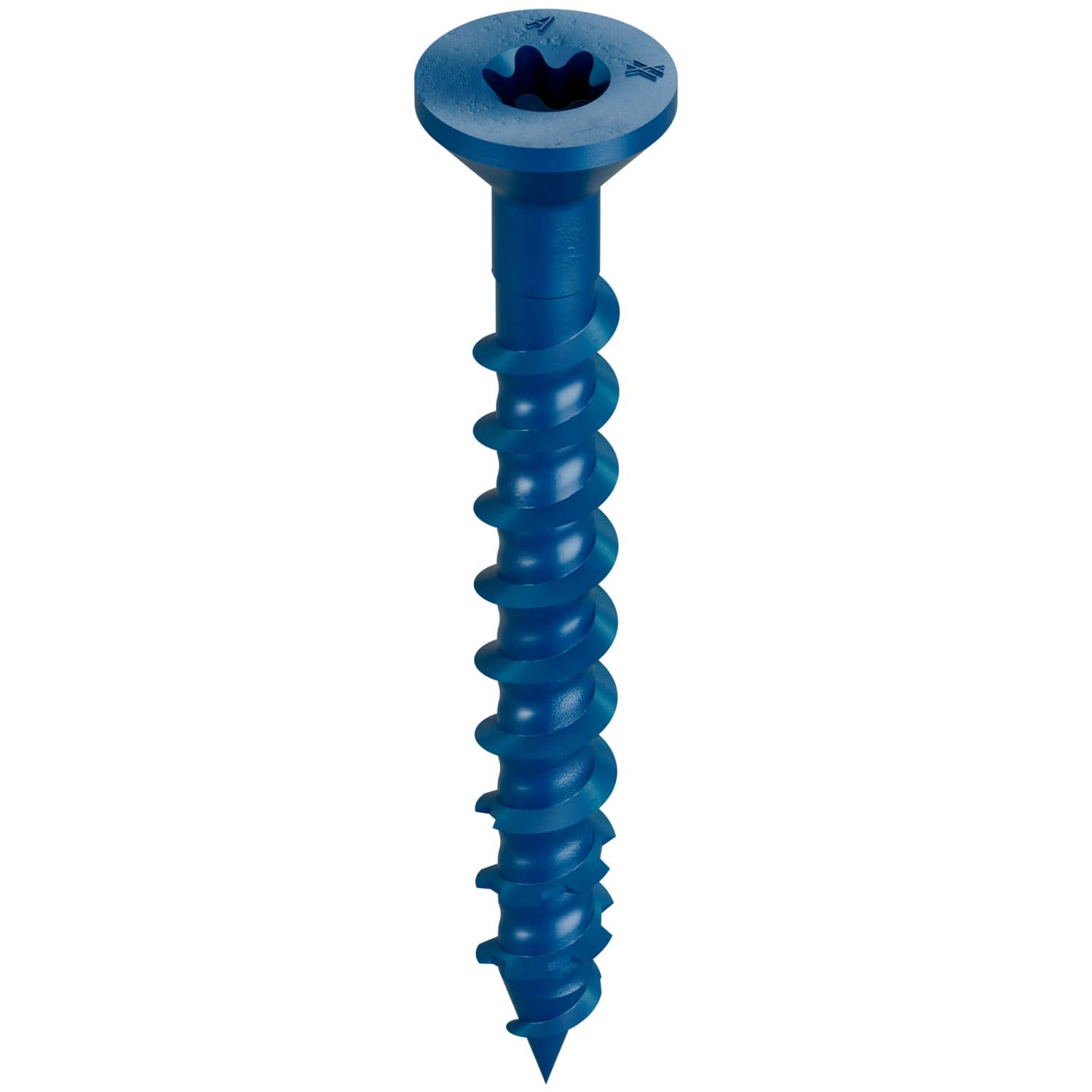 Simpson Strong-Tie TNT18134TFC8 Titen Turbo,  3/16-in. x 1-3/4-in. 6-Lobe Flat-Head Concrete and Masonry Screw, Blue, 8-Pack