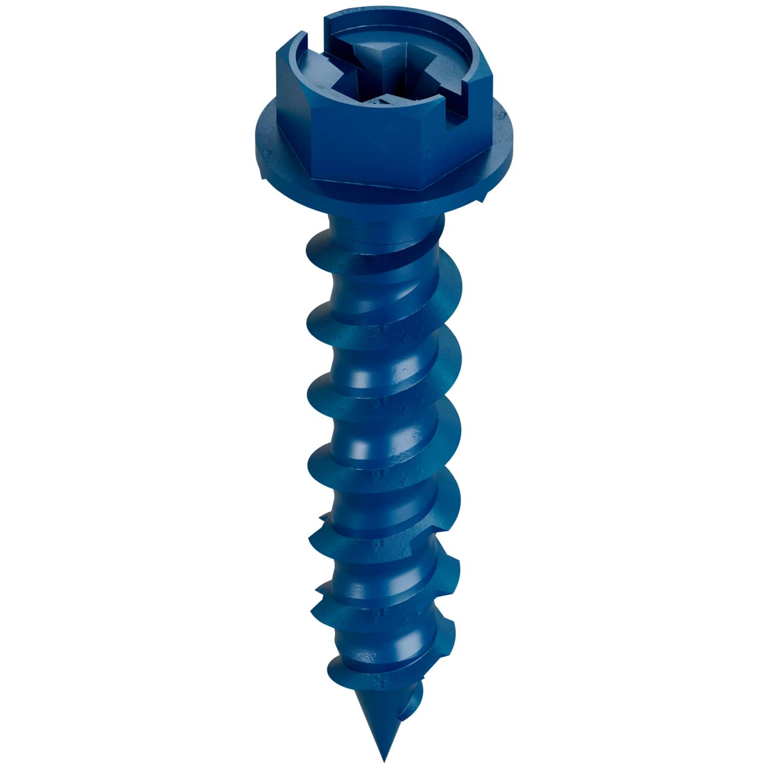 Simpson Strong-Tie TNT25114HB Titen Turbo,  1/4-in. x 1-1/4-in. Hex-Head Concrete and Masonry Screw, Blue, 3000-Pack
