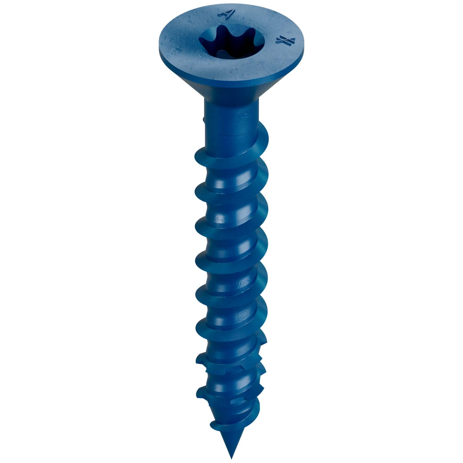 Simpson Strong-Tie TNT25134TFC75 Titen Turbo,  1/4-in. x 1-3/4-in. 6-Lobe Flat-Head Concrete and Masonry Screw, Blue, 75-Pack