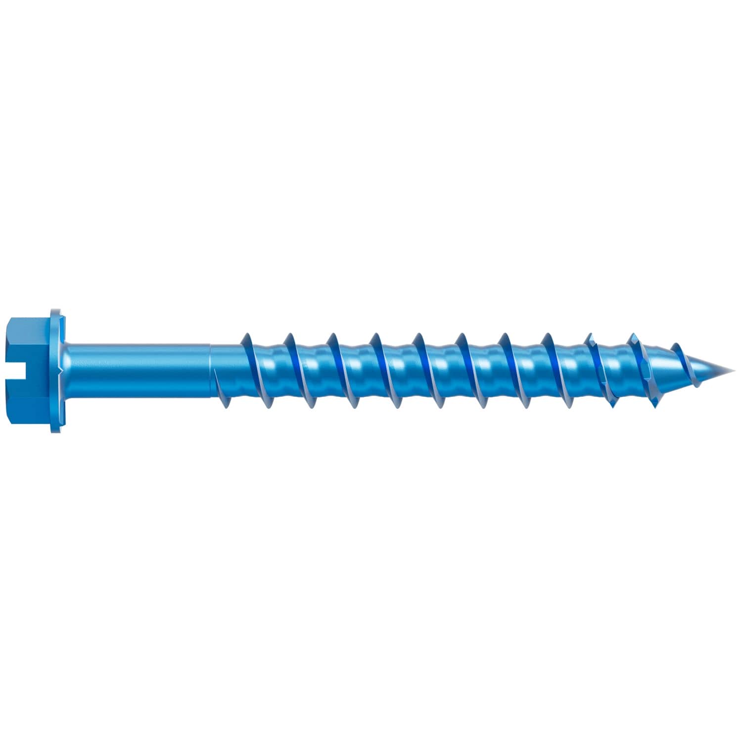 Simpson Strong-Tie TNT25214H Titen Turbo,  1/4-in. x 2-1/4-in. Hex-Head Concrete and Masonry Screw, Blue, 100-Pack