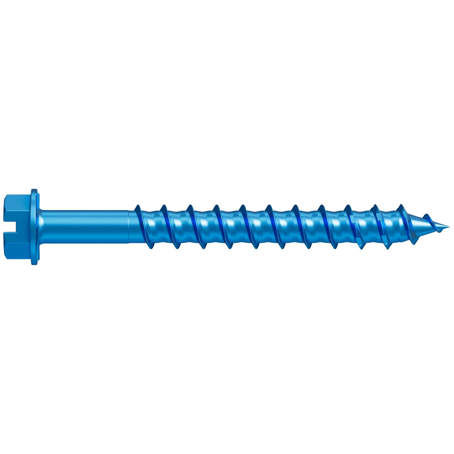 Simpson Strong-Tie TNT25214H Titen Turbo,  1/4-in. x 2-1/4-in. Hex-Head Concrete and Masonry Screw, Blue, 100-Pack