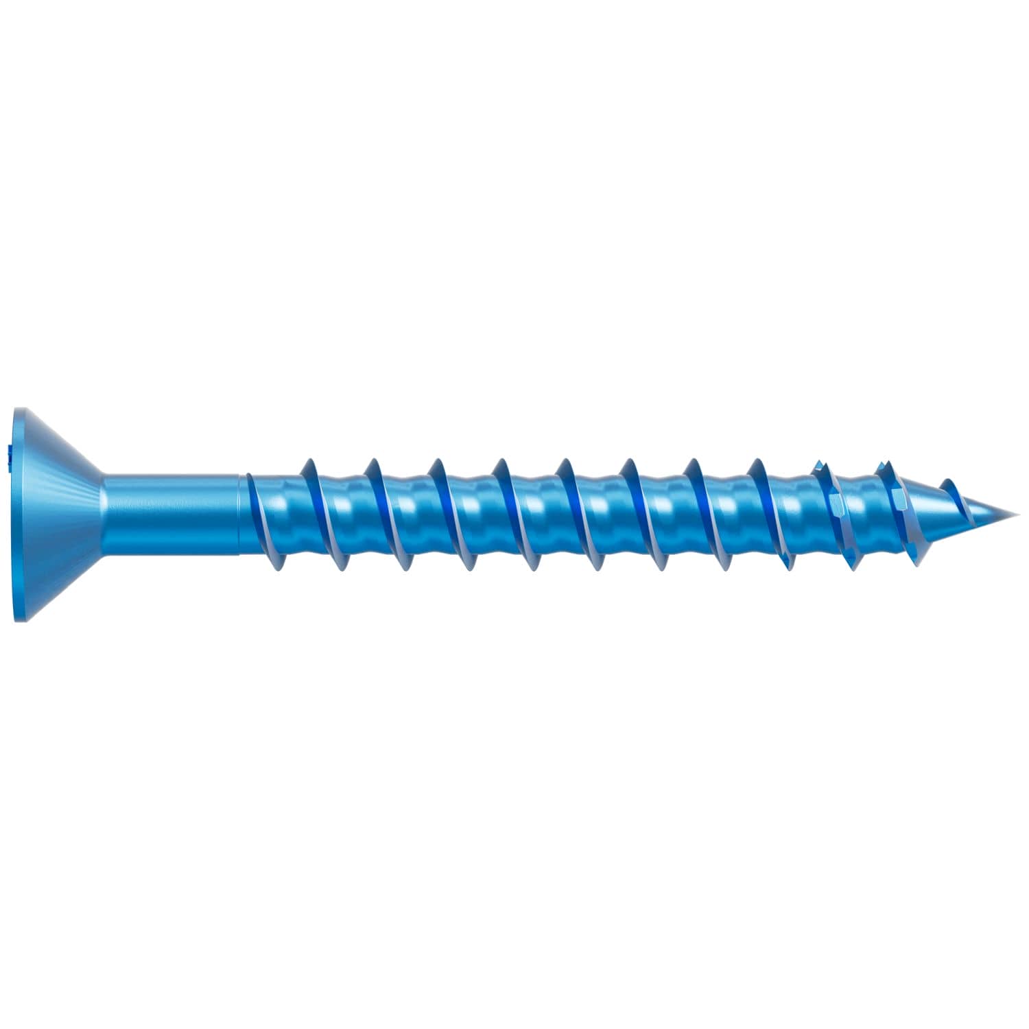 Simpson Strong-Tie TNT25214TFC8 Titen Turbo,  1/4-in. x 2-1/4-in. 6-Lobe Flat-Head Concrete and Masonry Screw, Blue, 8-Pack