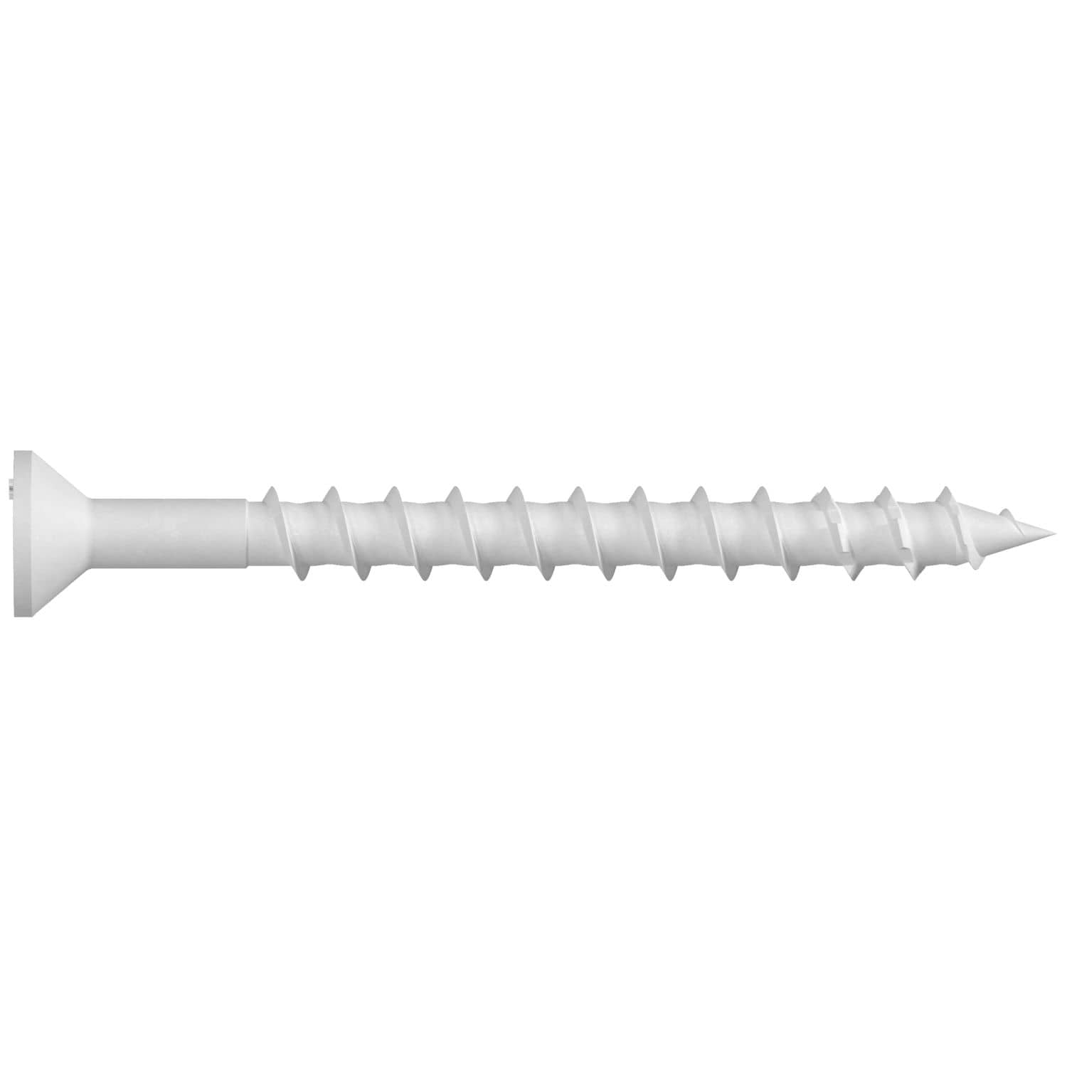Simpson Strong-Tie TNTW18214TFC8 Titen Turbo,  3/16-in. x 2-1/4-in. 6-Lobe Flat-Head Concrete and Masonry Screw, White, 8-Pack