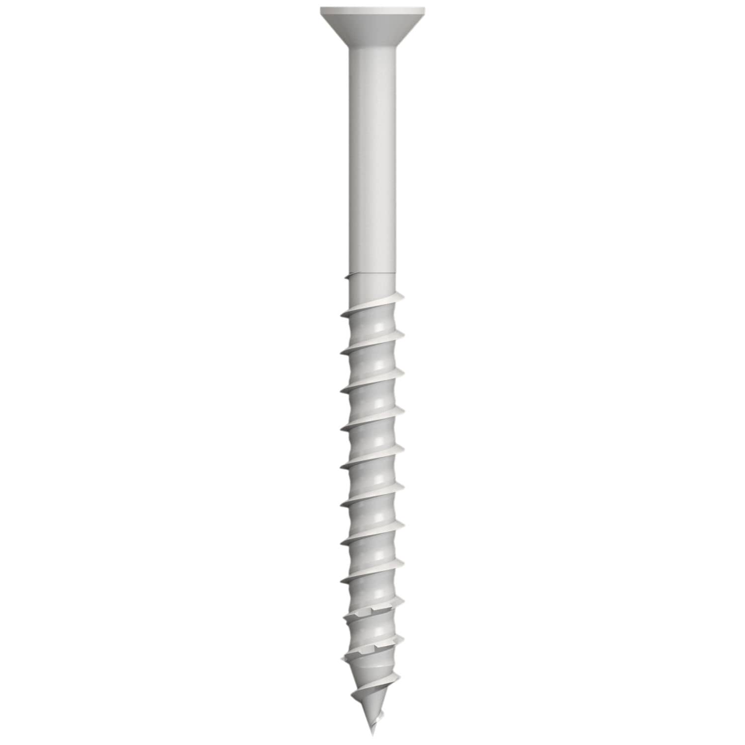Simpson Strong-Tie TNTW25234TTR Titen Turbo,  1/4-in. x 2-3/4-in. 6-Lobe Trim-Head Concrete and Masonry Screw, White, 100-Pack