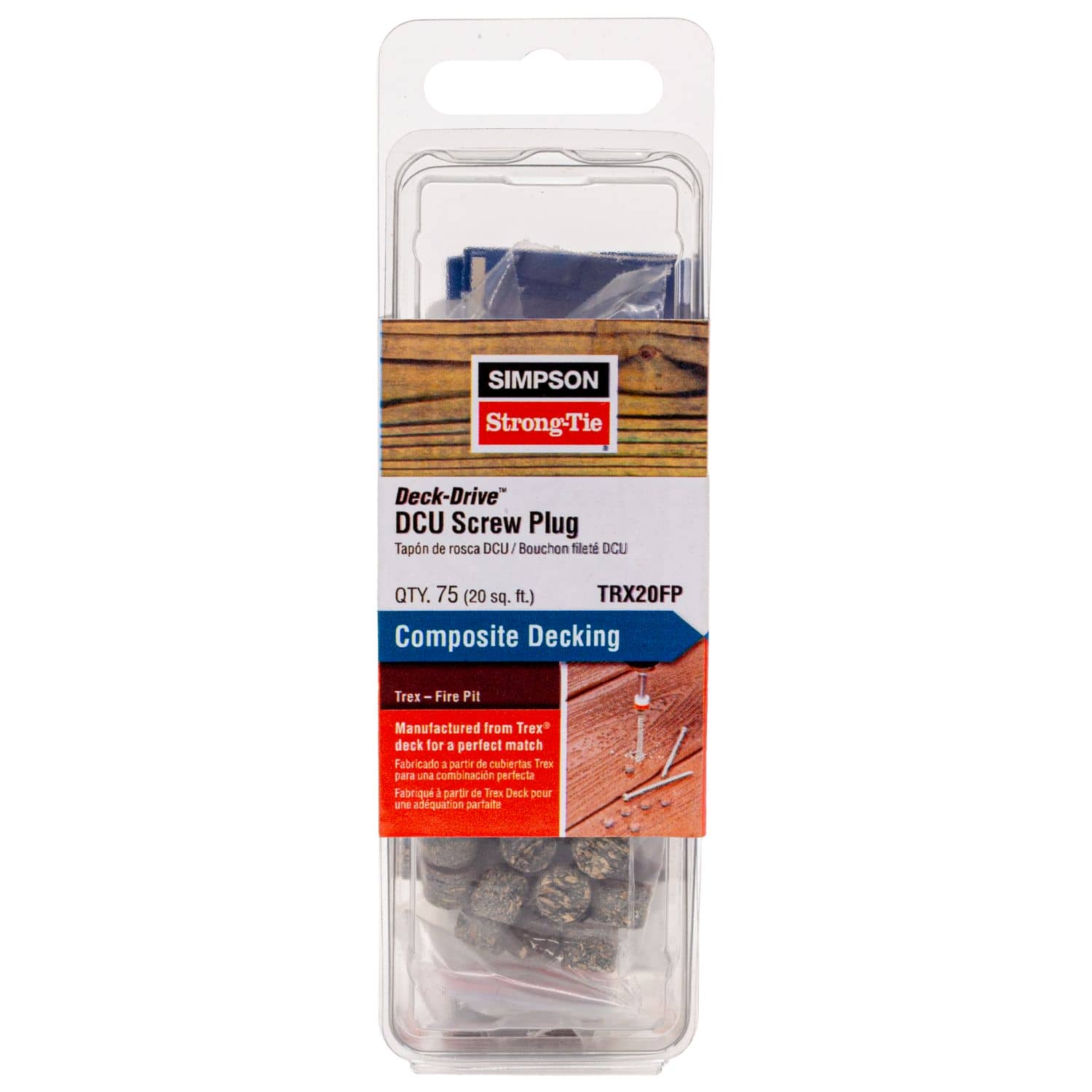 Simpson Strong-Tie TRX20FP Deck-Drive DCU Screw Plug,  Trex Fire Pit, 75-Pack
