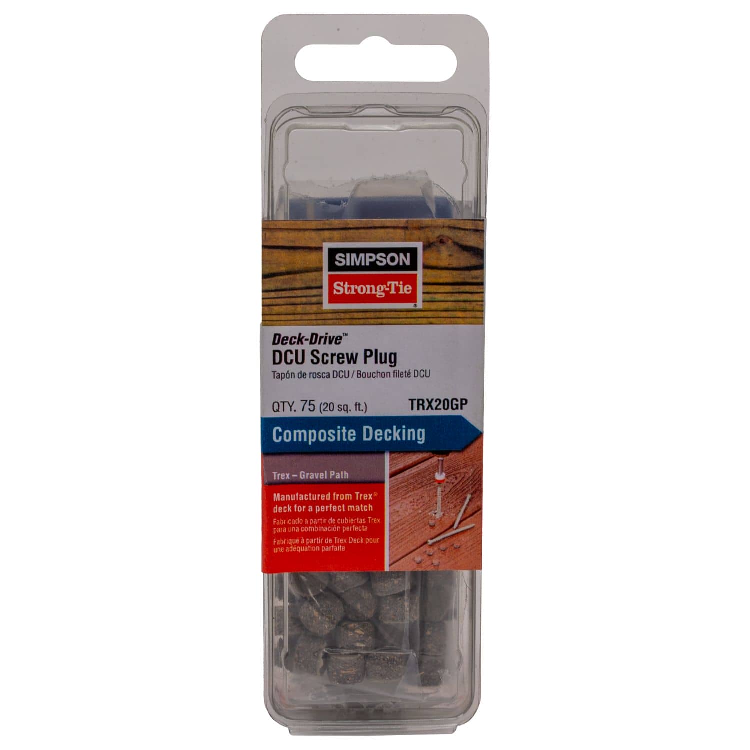 Simpson Strong-Tie TRX20GP Deck-Drive DCU Screw Plug,  Trex Gravel Path, 75-Pack