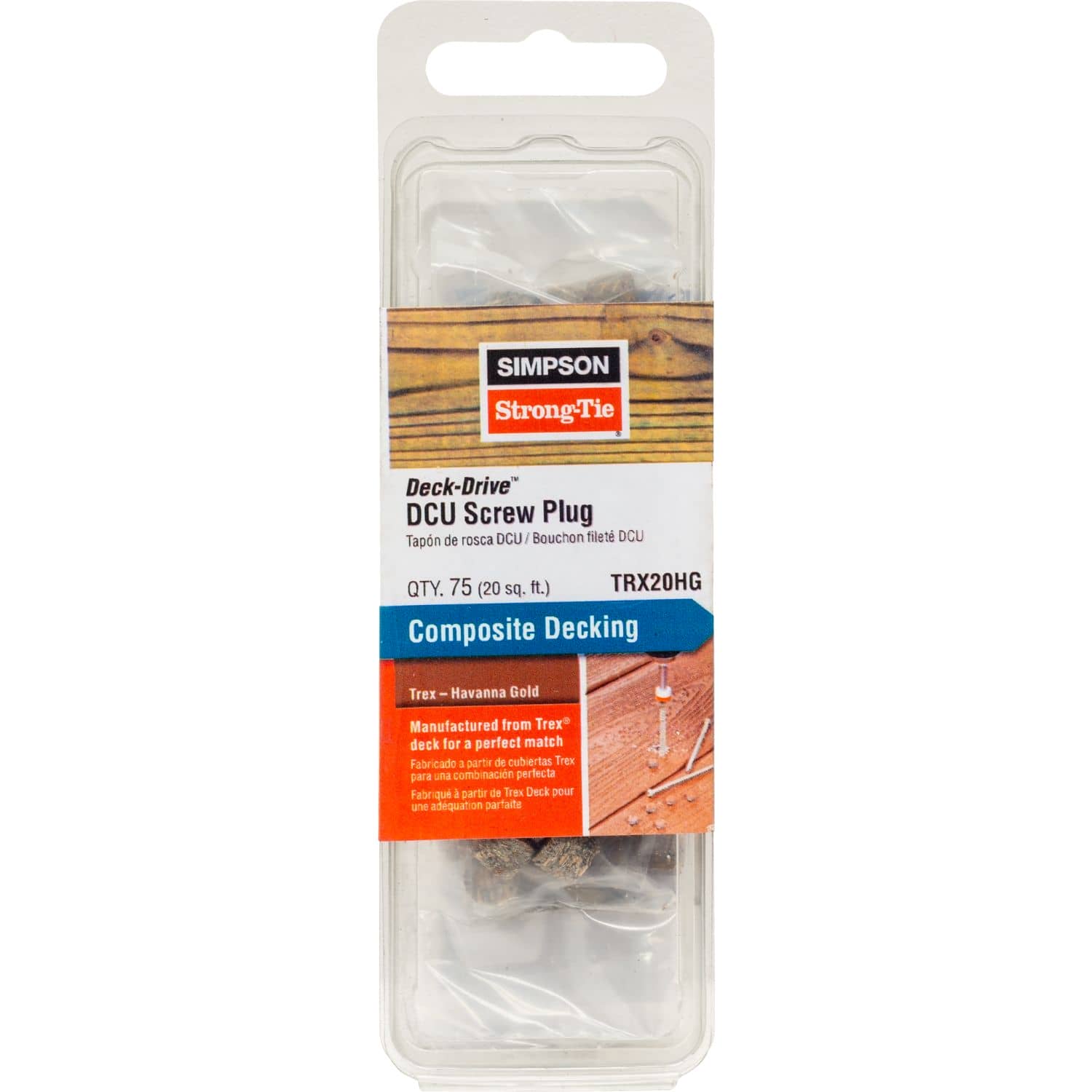 Simpson Strong-Tie TRX20HG Deck-Drive DCU Screw Plug,  Trex Havana Gold, 75-Pack