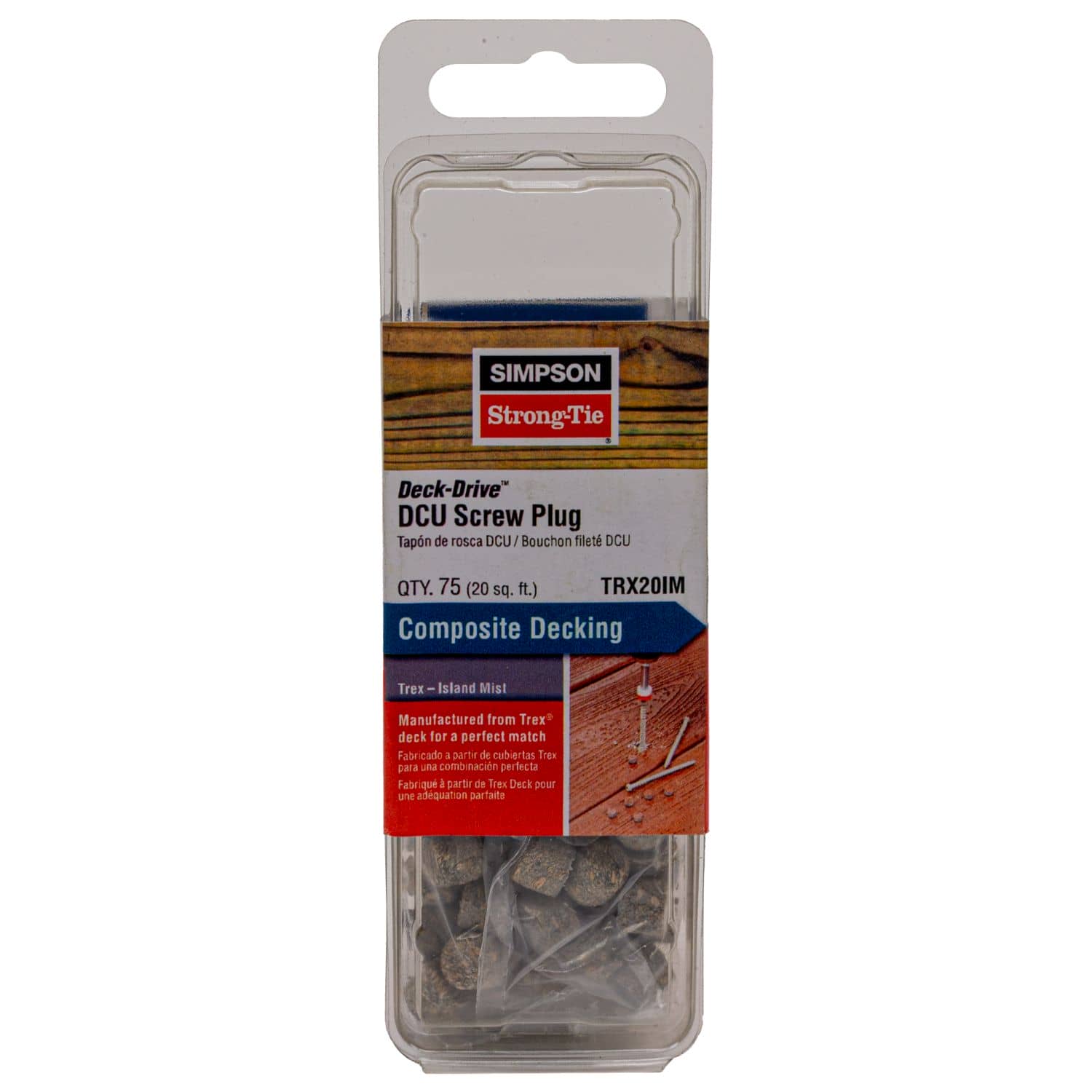 Simpson Strong-Tie TRX20IM Deck-Drive DCU Screw Plug,  Trex Island Mist, 75-Pack
