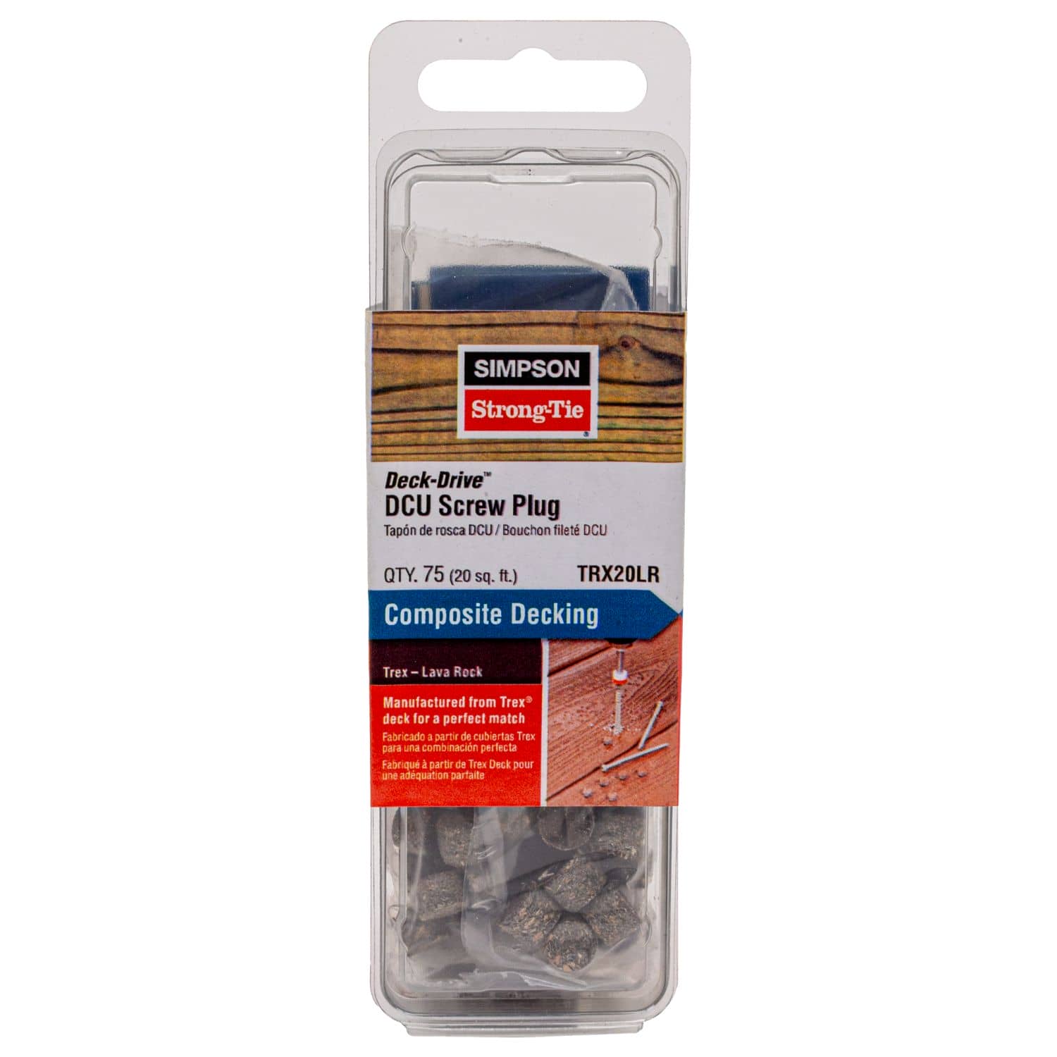 Simpson Strong-Tie TRX20LR Deck-Drive DCU Screw Plug,  Trex Lava Rock, 75-Pack